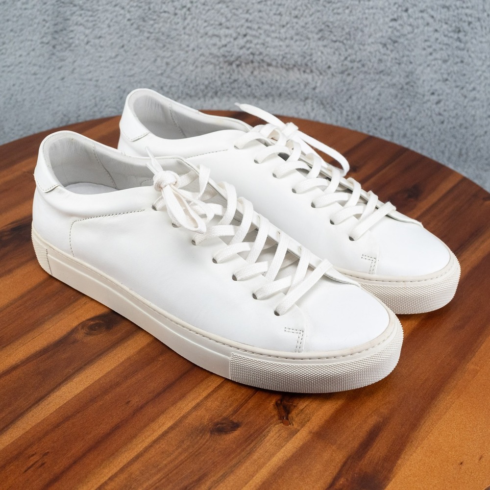 Beckett Simonon Reid Men's 8.5 White Leather Low Top Lace-Up Sneakers